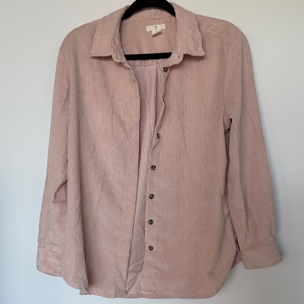 Pink Corduroy Button-Up Shirt